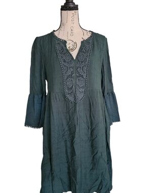 Abound Green Top with Lace Trim